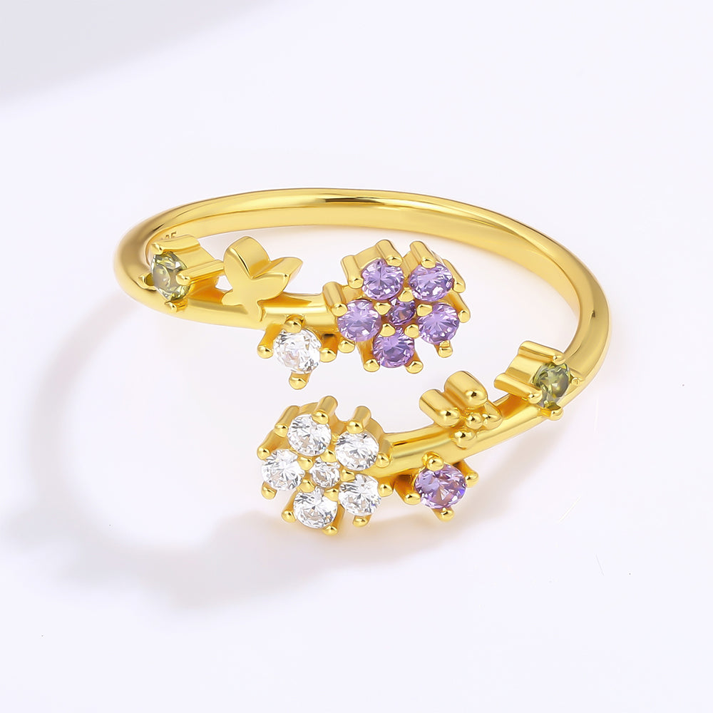 Arany tónusú Emporia Ötvözetű Gyűrű Fehér Emporia® Kristállyal és Lila Emporia® Kristállyal