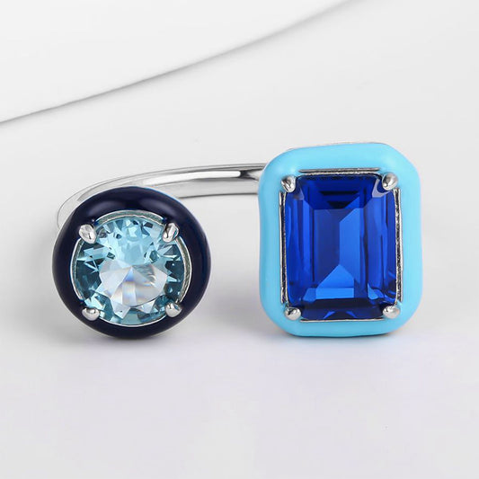 Arany tónusú Emporia Ötvözetű Gyűrű Kék Emporia® Kristállyal