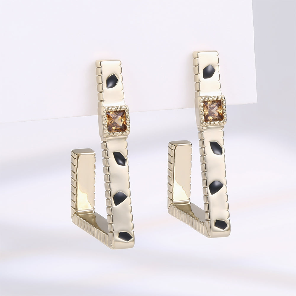 Arany tónusú Emporia Ötvözetű Fülbevaló Barna Emporia® Kristállyal