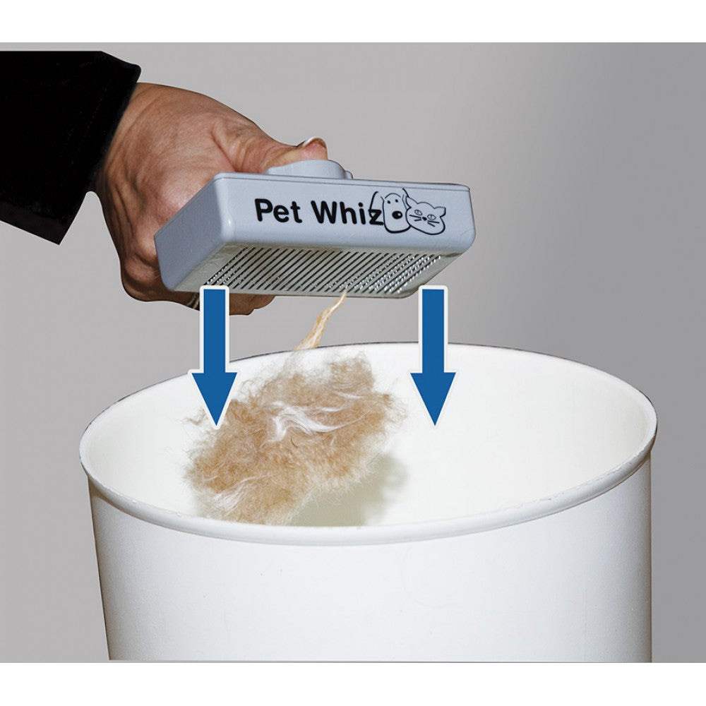 PET WHIZ - One-touch Self Cleaning Pet Brush for dogs and cats
