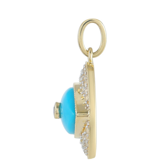 9 Karátos Arany Medál Csipkerózsika Türkizzel és Fekete Spinellel