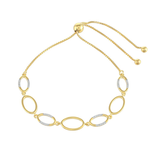 Arannyal Bevont Ezüst Karkötő Fehér Gyémánttal