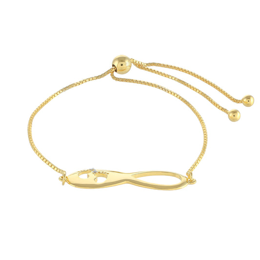 Arannyal Bevont Ezüst Karkötő Fehér Gyémánttal