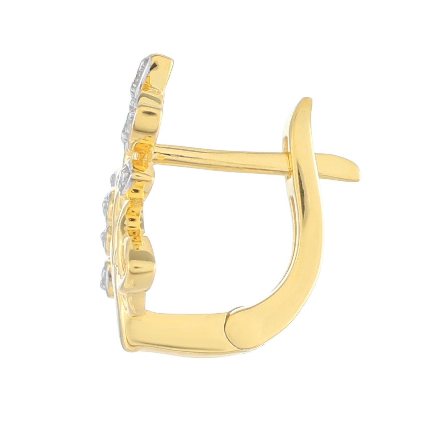 Arannyal Bevont Ezüst Fülbevaló Fehér Gyémánttal