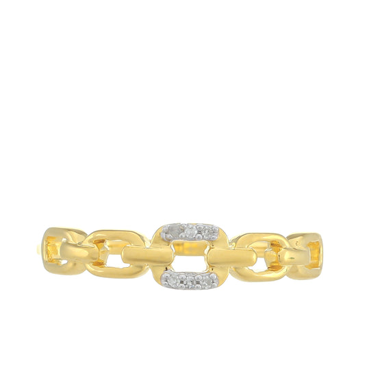 Arannyal Bevont Ezüst Gyűrű Fehér Gyémánttal