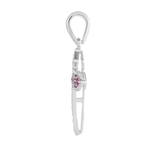 Kereszt Ezüst Medál Thai Rubinnal