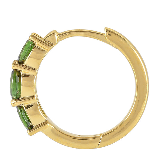 Arannyal Bevont Ezüst Fülbevaló Zöld Turmalinnal