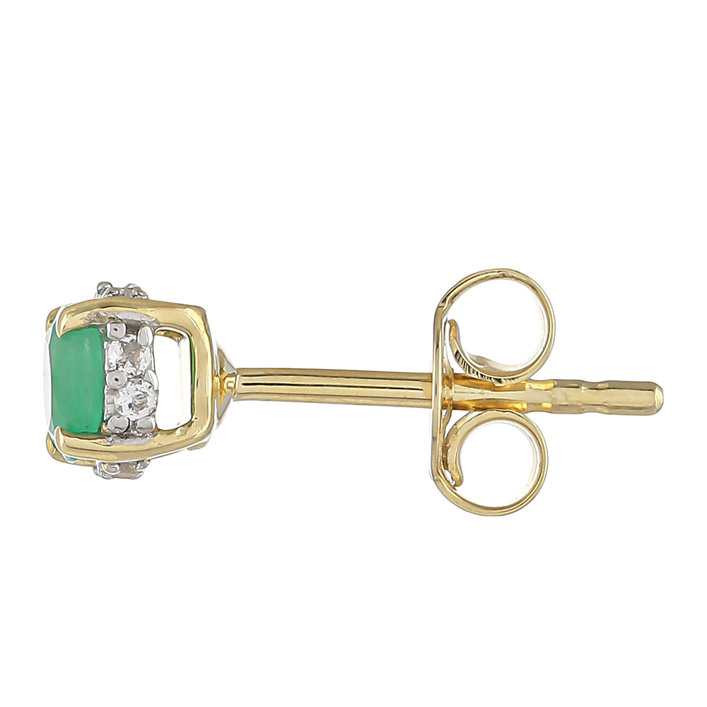 9 Karátos Arany Fülbevaló Brazil Smaragddal és Fehér Topázzal