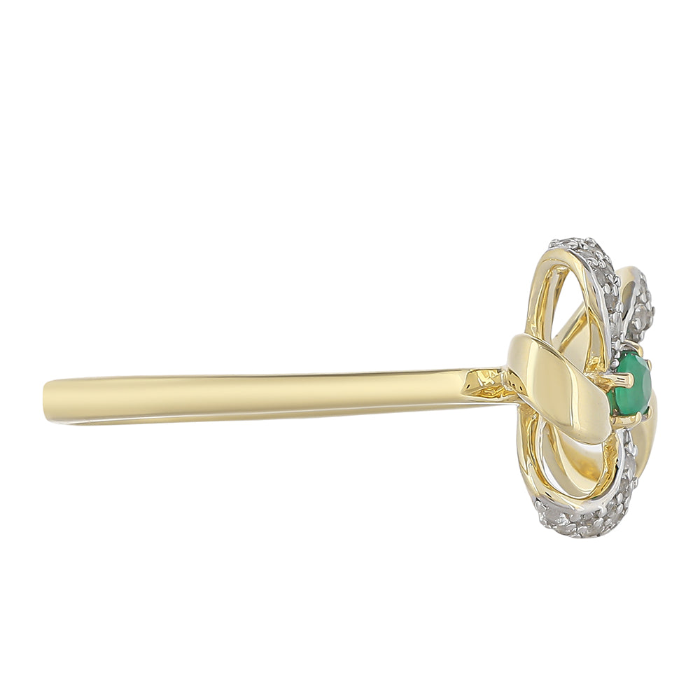 9 Karátos Arany Gyűrű Brazil Smaragddal és Fehér Topázzal