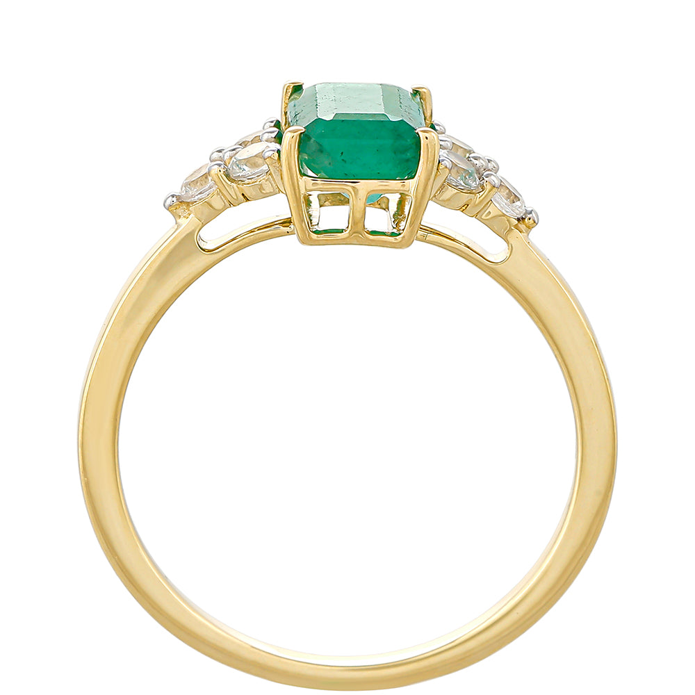 9 Karátos Arany Gyűrű Brazil Smaragddal és Természetes Cirkónnal