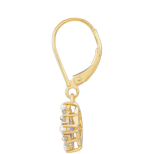 9 Karátos Arany Fülbevaló Tanzanittal és Fehér Gyémánttal