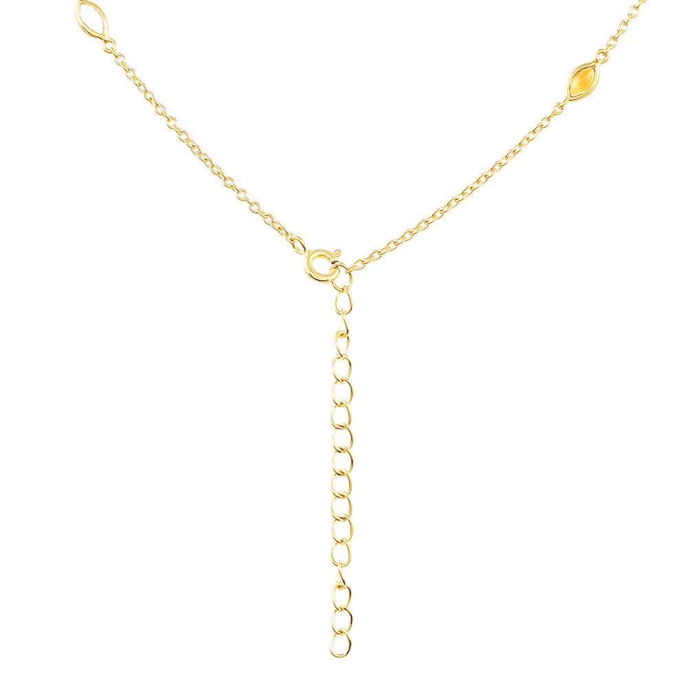 Arannyal Bevont Ezüst Nyaklánc Ametiszttel és Madeirai Citrinnel