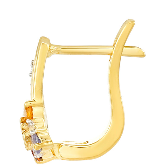 Arannyal Bevont Ezüst Fülbevaló Tanzanittal és Citrinnel