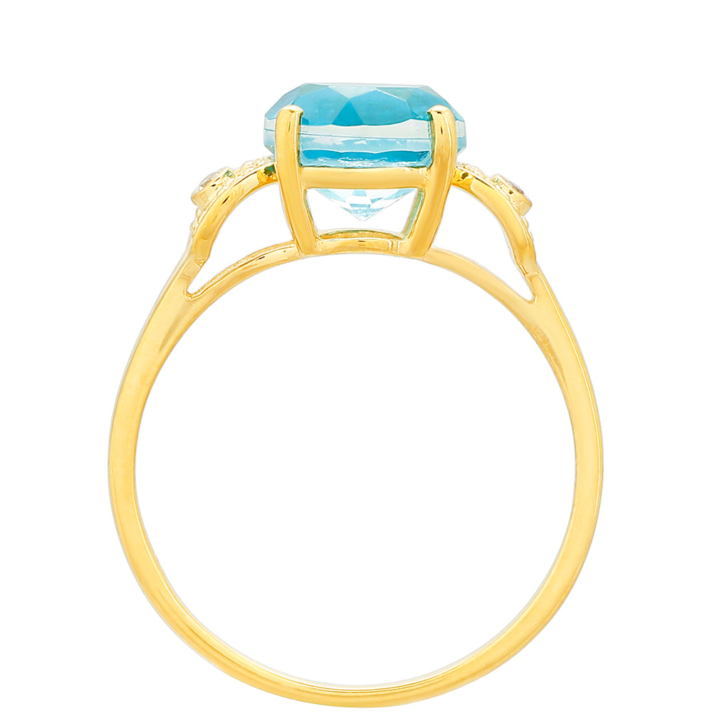 Arannyal Bevont Ezüst Gyűrű Paraiba Kvarccal és Fehér Topázzal