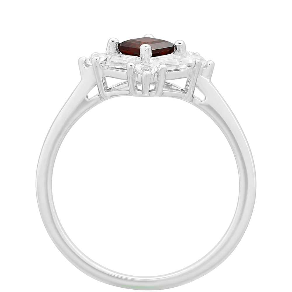 Ezüst Gyűrű Gránáttal és Fehér Topázzal