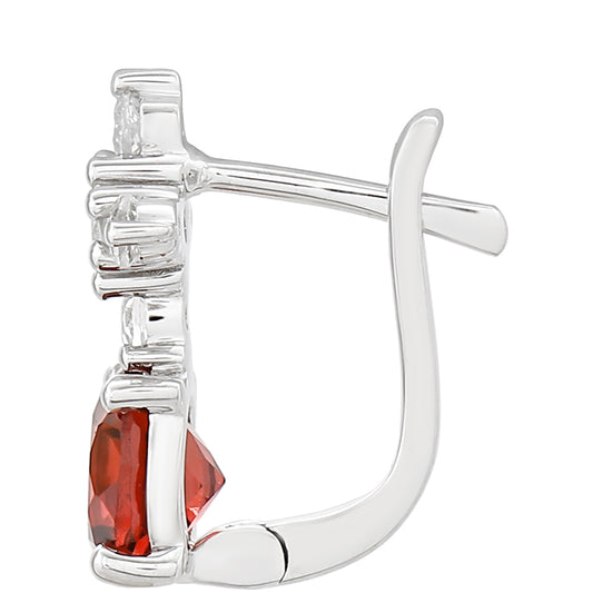 Ezüst Fülbevaló Gránáttal és Fehér Topázzal