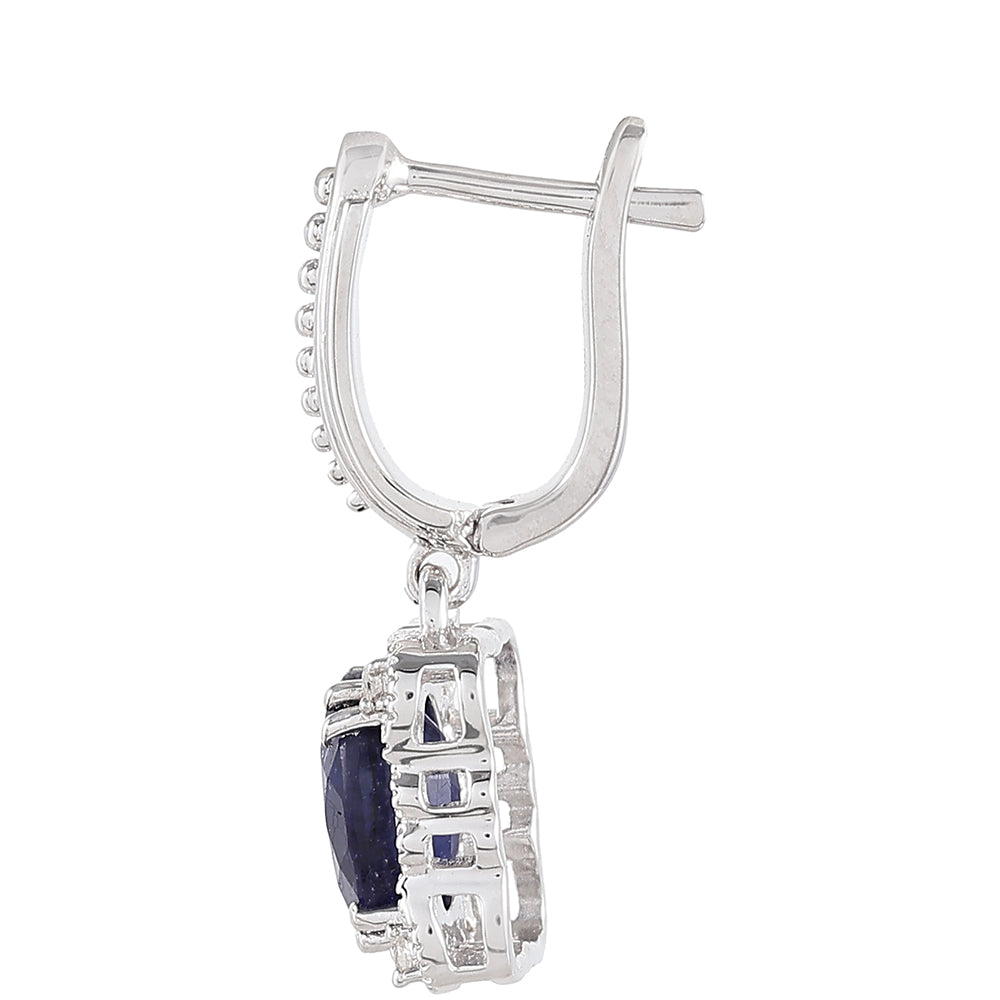 Ezüst Fülbevaló Thai Zafírral és Fehér Topázzal