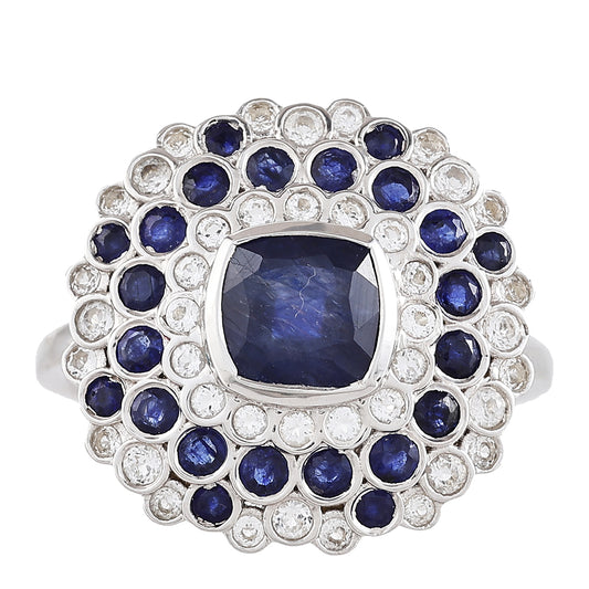 Ezüst Gyűrű Thai Zafírral és Fehér Topázzal