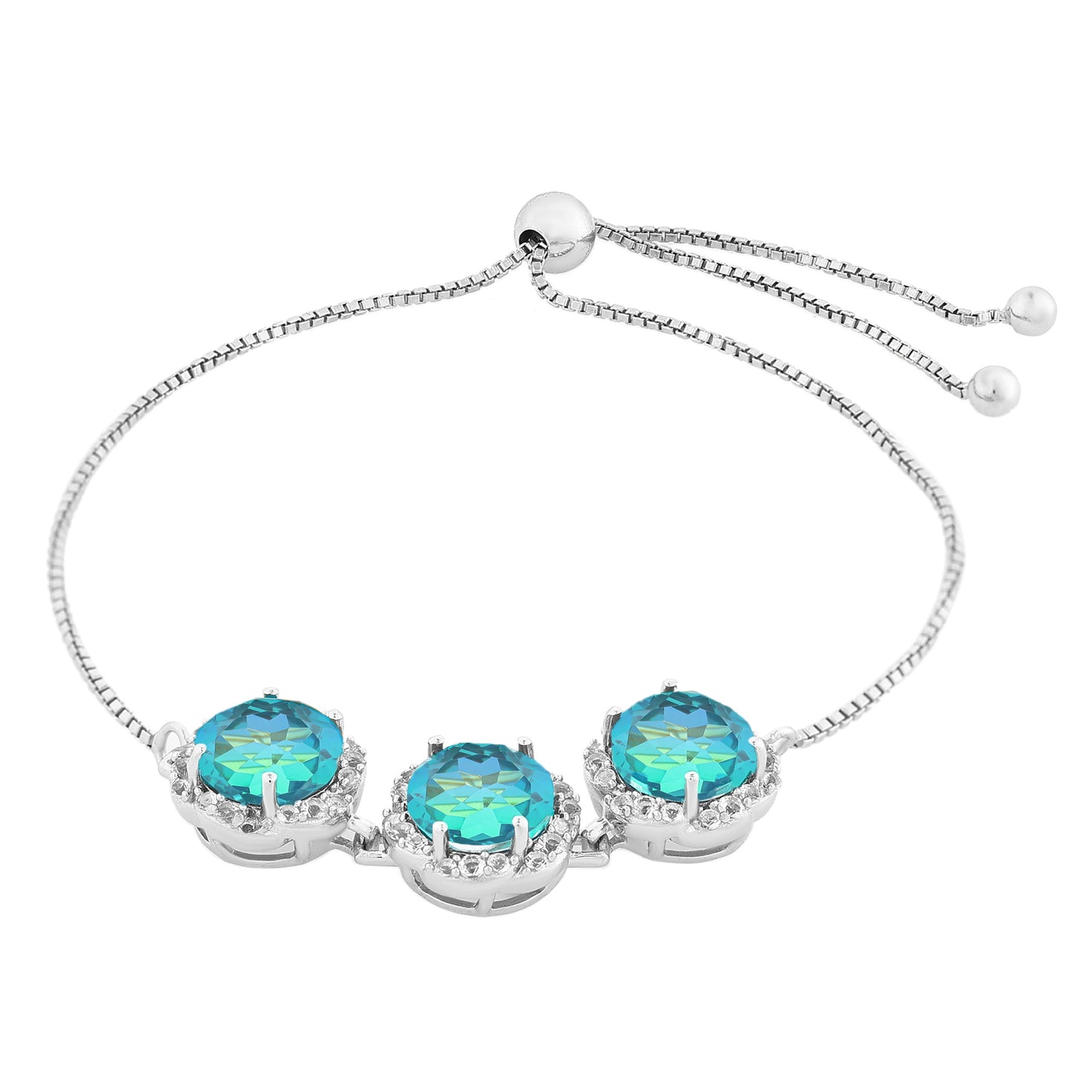 Ezüst Karkötő Páva Kvarccal és Fehér Topázzal