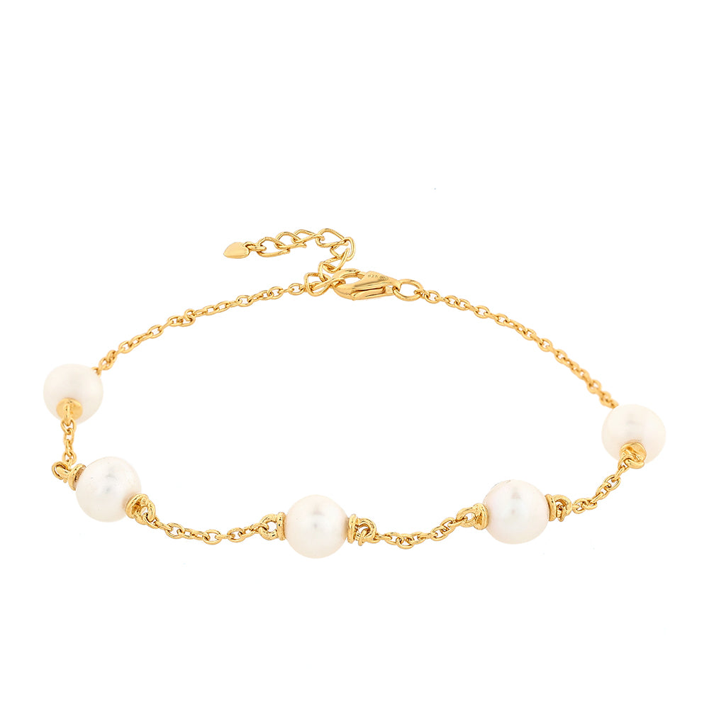 Arannyal Bevont Ezüst Karkötő Barokk Édesvízi Tenyésztett Gyönggyel