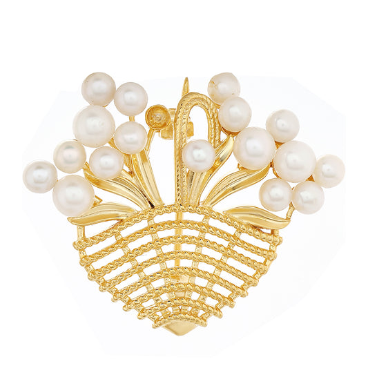 Arannyal Bevont Ezüst Bross Barokk Édesvízi Tenyésztett Gyönggyel