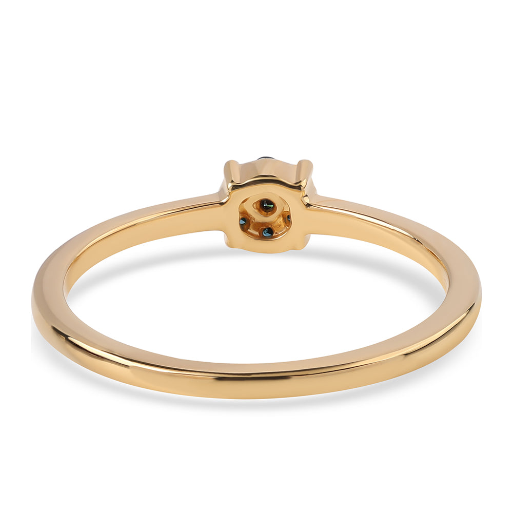 Arannyal Bevont Ezüst Gyűrű Kék Gyémánttal