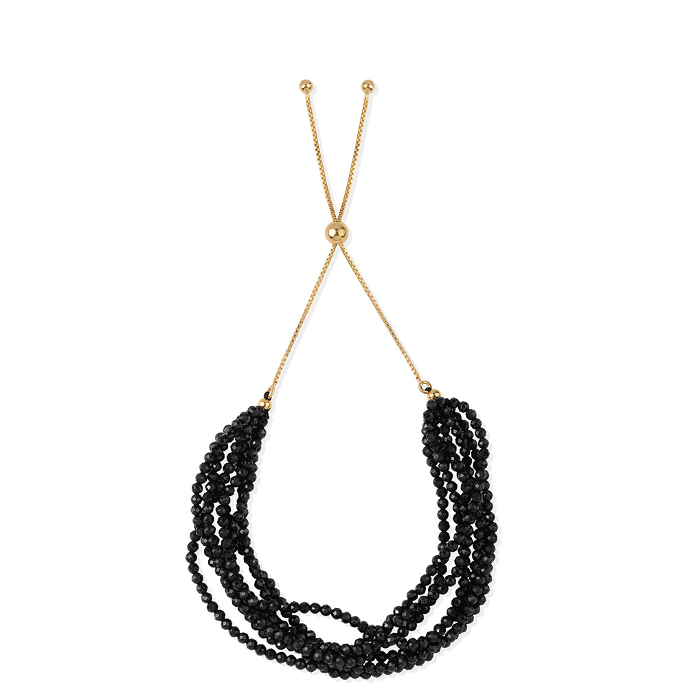 Arannyal Bevont Ezüst Karkötő Fekete Spinellel