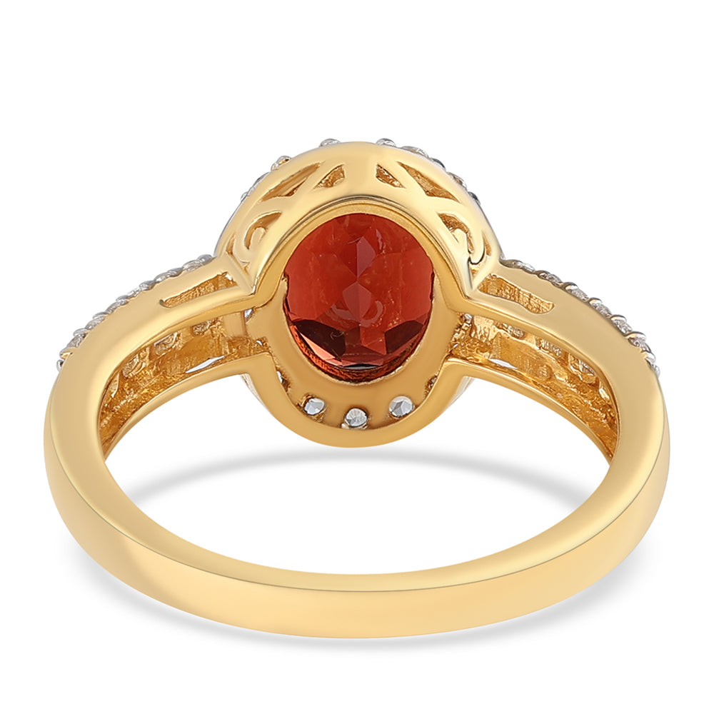 Arannyal Bevont Ezüst Gyűrű Barton Gránáttal és Fehér Topázzal