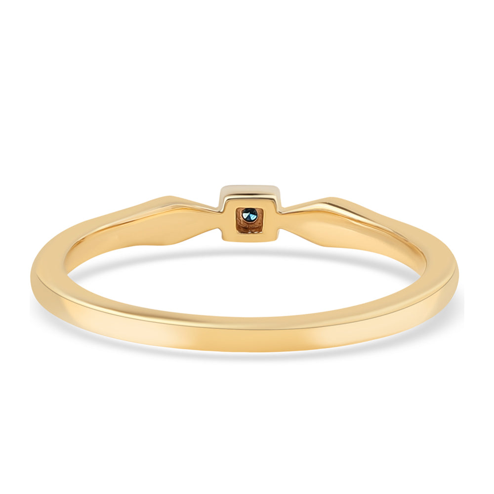 Arannyal Bevont Ezüst Gyűrű Kék Gyémánttal