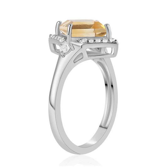 Ezüst Gyűrű Citrinnel és Fehér Topázzal