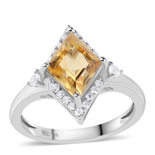 Ezüst Gyűrű Citrinnel és Fehér Topázzal