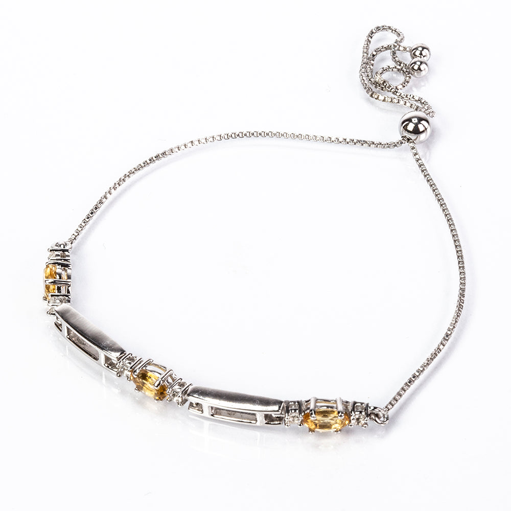 Ezüst Karkötő Citrinnel és Fehér Topázzal