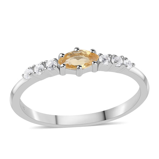 Ezüst Gyűrű Citrinnel és Fehér Topázzal