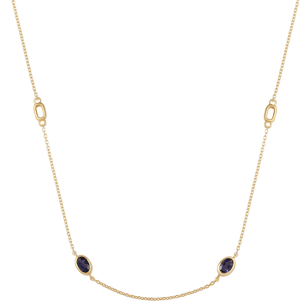 Arannyal Bevont Ezüst Nyaklánc Iolittal