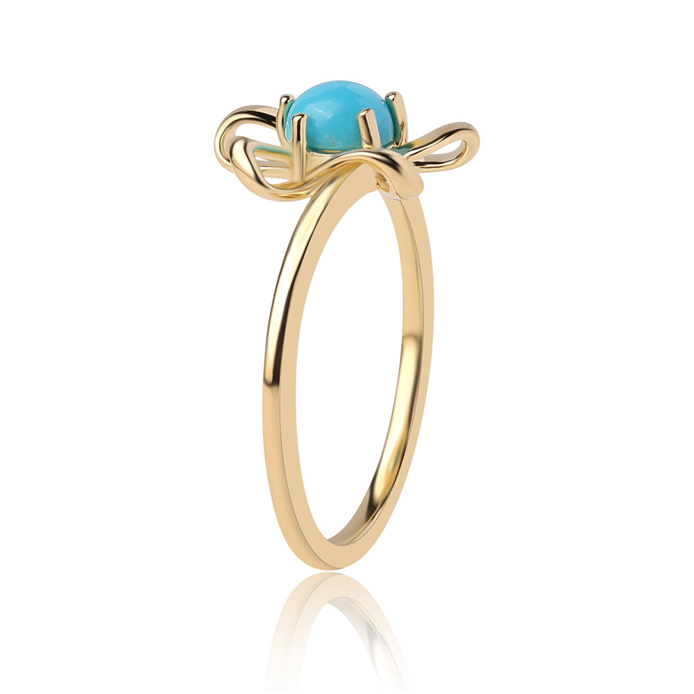 Arannyal Bevont Ezüst Gyűrű Csipkerózsika Türkizzel