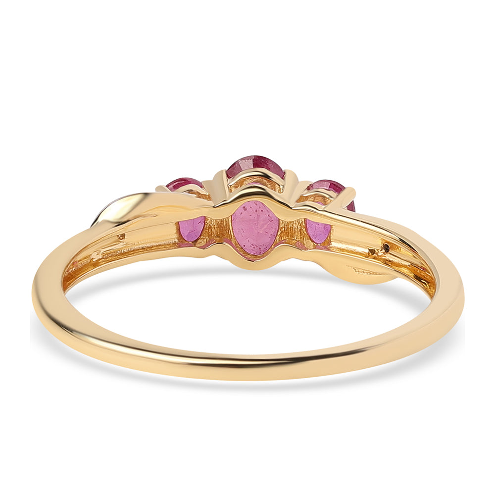 Arannyal Bevont Ezüst Gyűrű Mozambiquei Rubinnal és Fehér Topázzal