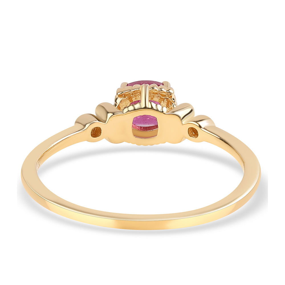 Arannyal Bevont Ezüst Gyűrű Mozambiquei Rubinnal és Fehér Topázzal