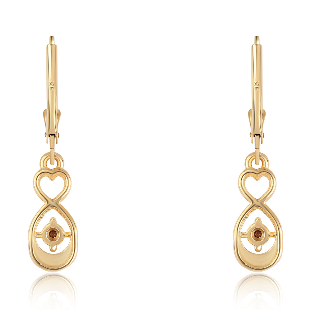 Arannyal Bevont Ezüst Fülbevaló Vörös Gyémánttal