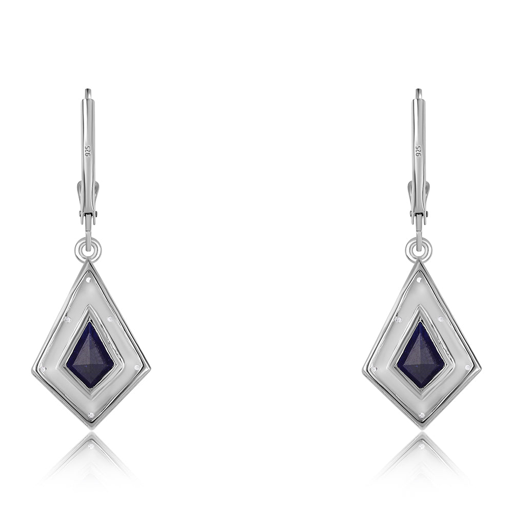 Ezüst Fülbevaló Ausztrál Kék Zafírral és Fehér Topázzal