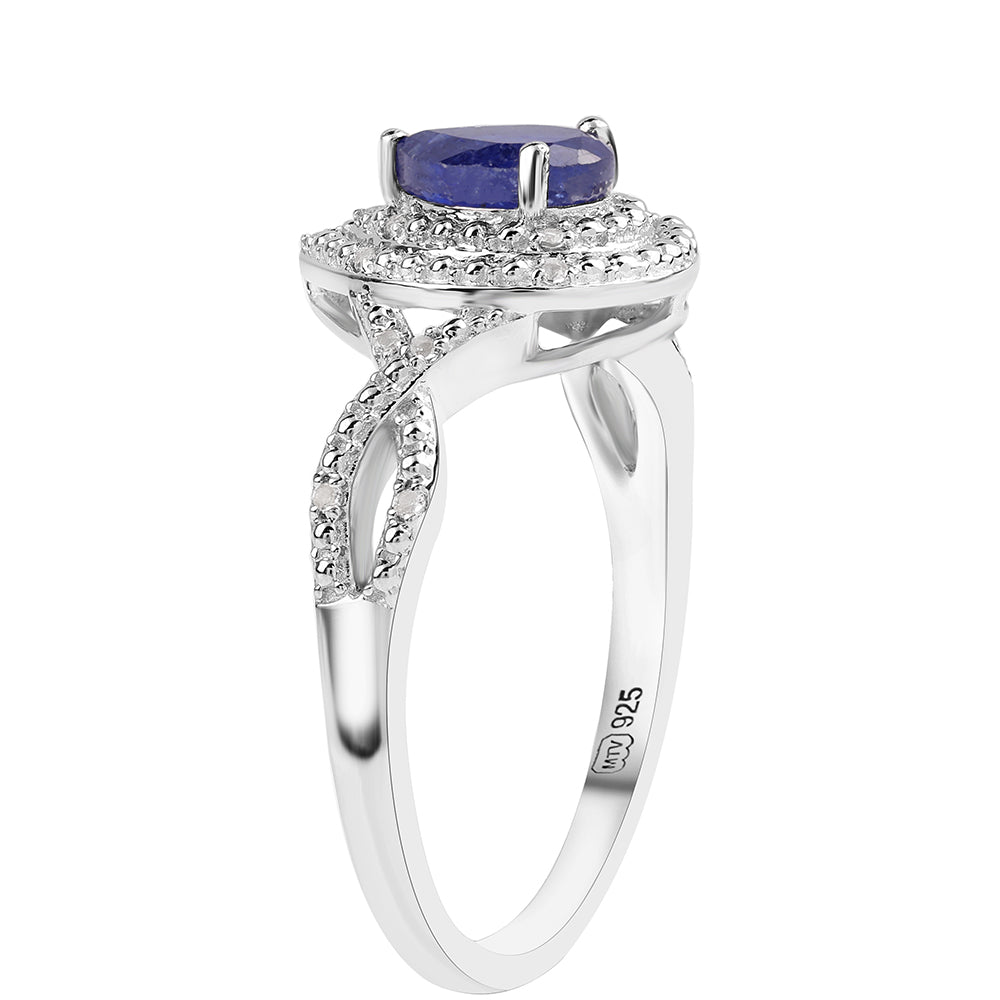 Ezüst Gyűrű Ausztrál Kék Zafírral és Fehér Topázzal