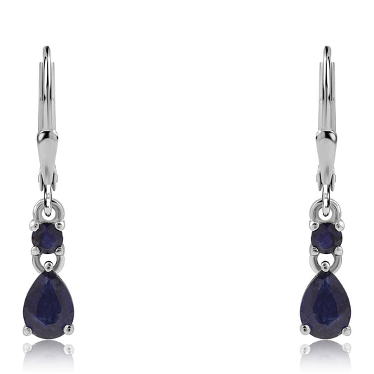 Ezüst Fülbevaló Ausztrál Kék Zafírral