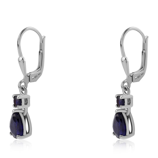 Ezüst Fülbevaló Ausztrál Kék Zafírral