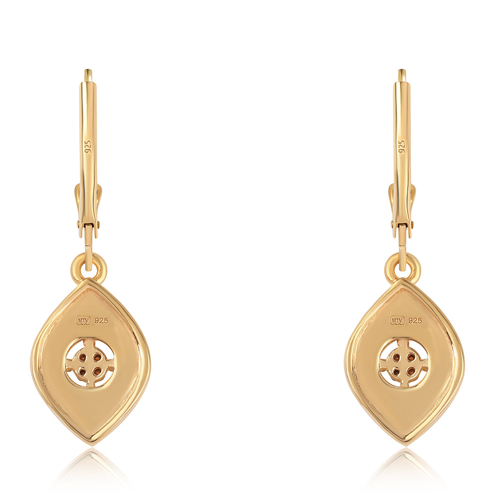 Arannyal Bevont Ezüst Fülbevaló Fekete Gyémánttal