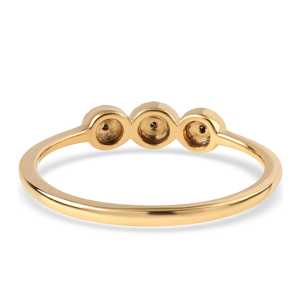 Arannyal Bevont Ezüst Gyűrű Kék Gyémánttal