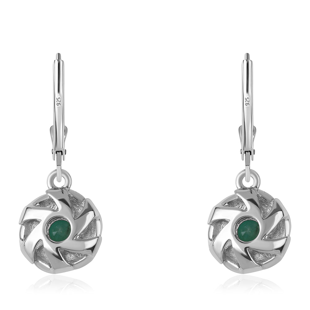 Ezüst Fülbevaló Brazil Smaragddal