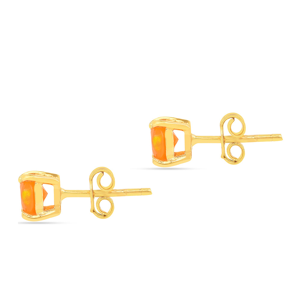 Arannyal Bevont Ezüst Fülbevaló Tűzopállal