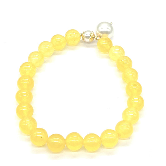 Arannyal Bevont Ezüst Karkötő Marsden River-i Sárga Jadeittel és Üveggyönggyel