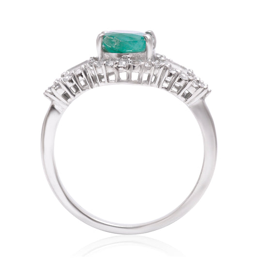 Ezüst Gyűrű Brazil Smaragddal és Fehér Topázzal