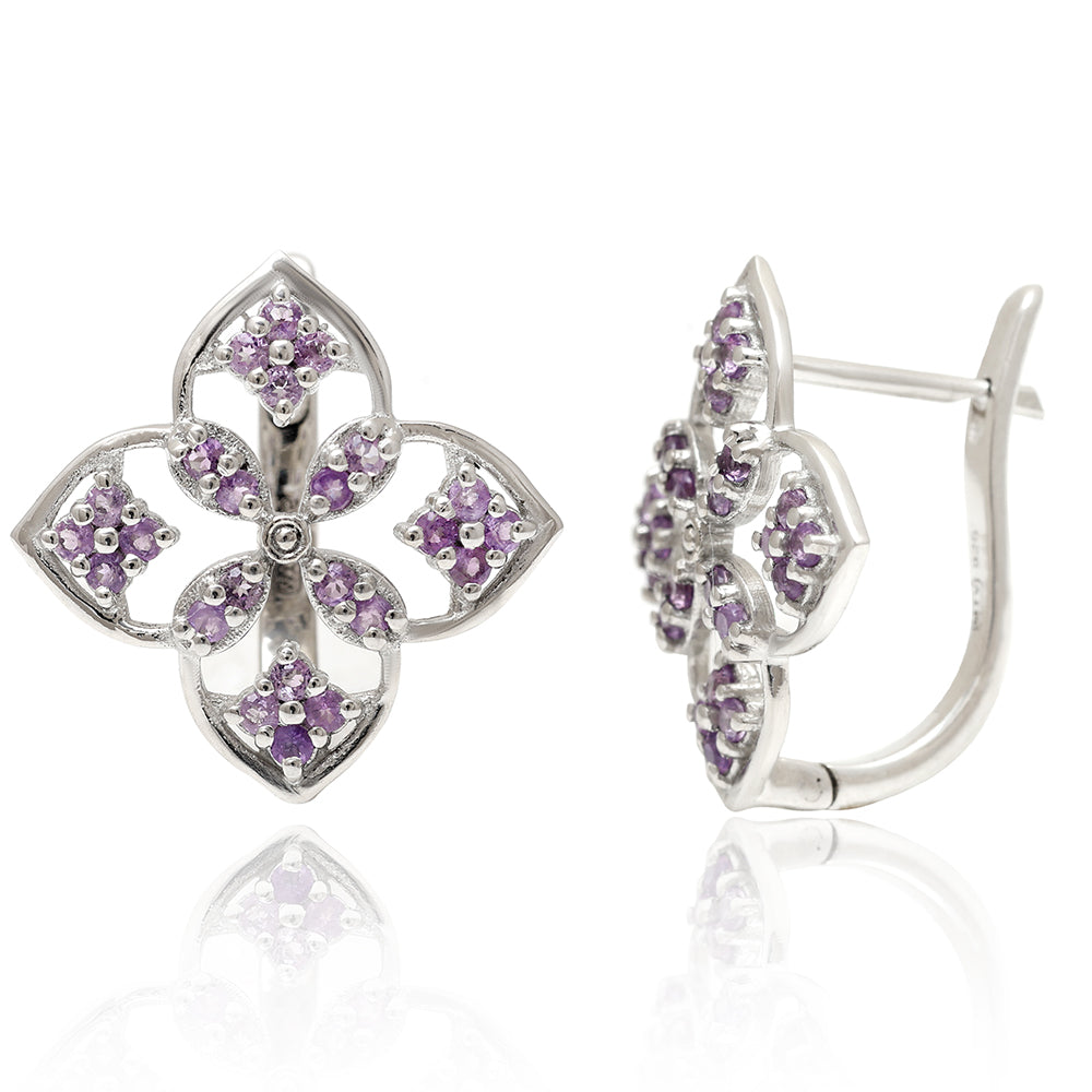 Ezüst Fülbevaló Brazil Ametiszttel
