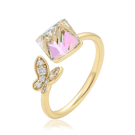 Arany tónusú Emporia Ötvözetű Gyűrű Fehér Emporia® Kristállyal